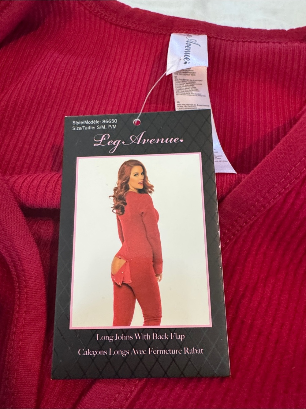 Leg Avenue Women's Red Ribbed Long John Pajama Set size S/M